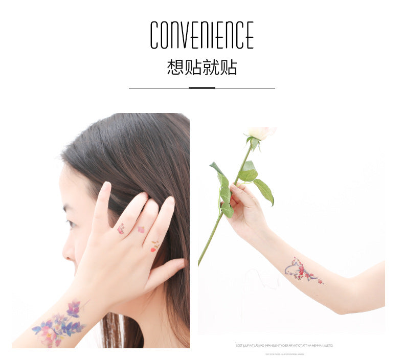 Wholesale small fresh tattoo stickers South Korea tattoo flowers eyebrow butterfly English cartoon face tattoo stickers 60