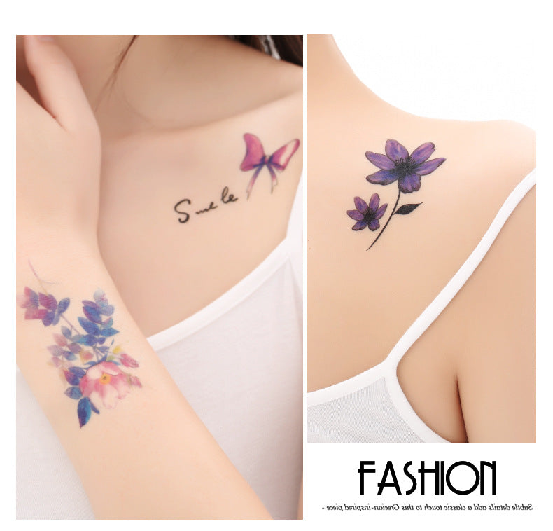 Wholesale small fresh tattoo stickers South Korea tattoo flowers eyebrow butterfly English cartoon face tattoo stickers 60