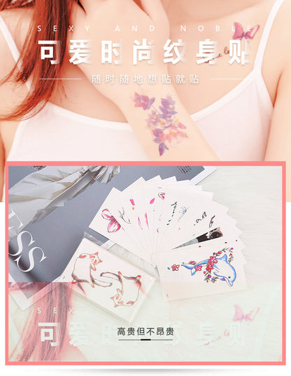 Wholesale small fresh tattoo stickers South Korea tattoo flowers eyebrow butterfly English cartoon face tattoo stickers 60