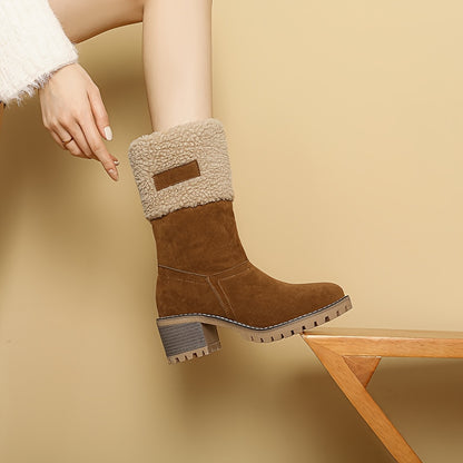 Women's Winter Snow Boots - Waterproof Fleece-Lined Anti-Slip Boots with Plush Collar