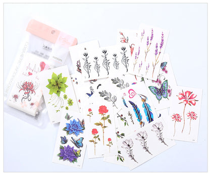 Wholesale small fresh tattoo stickers South Korea tattoo flowers eyebrow butterfly English cartoon face tattoo stickers 60