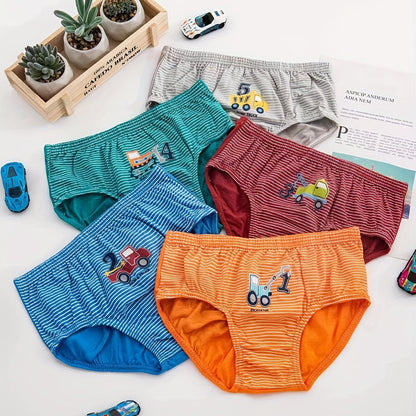 5pcs Boys Dinosaur Paradise Print Boxer Briefs Soft Cotton Comfortable Underwear