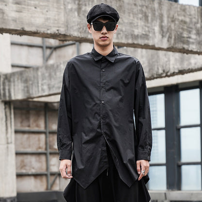 Irregular mid-length men's long-sleeved shirt