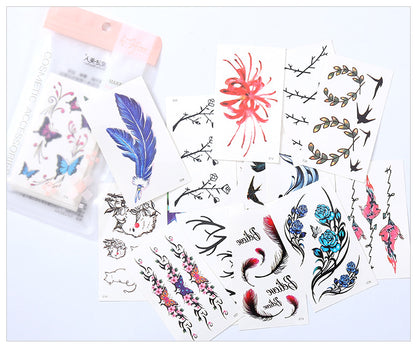 Wholesale small fresh tattoo stickers South Korea tattoo flowers eyebrow butterfly English cartoon face tattoo stickers 60
