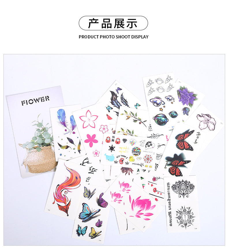 Wholesale small fresh tattoo stickers South Korea tattoo flowers eyebrow butterfly English cartoon face tattoo stickers 60