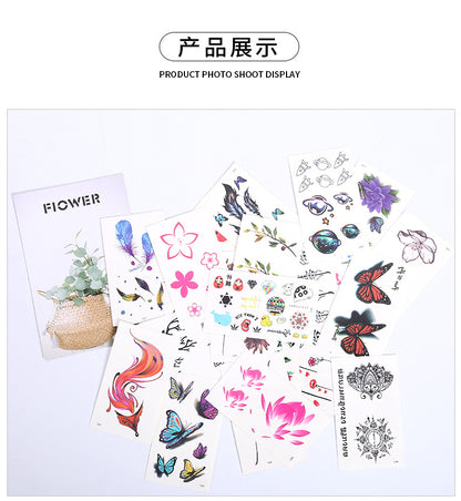 Wholesale small fresh tattoo stickers South Korea tattoo flowers eyebrow butterfly English cartoon face tattoo stickers 60
