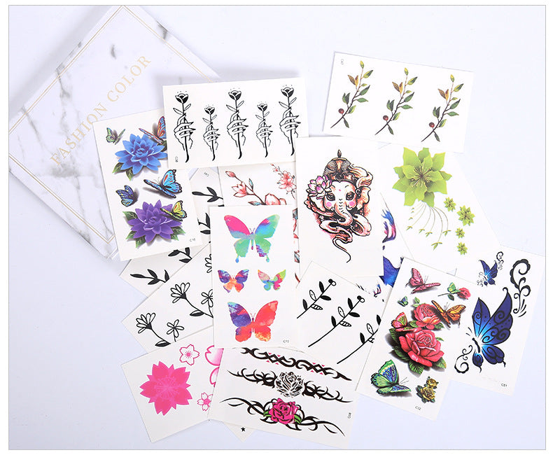 Wholesale small fresh tattoo stickers South Korea tattoo flowers eyebrow butterfly English cartoon face tattoo stickers 60