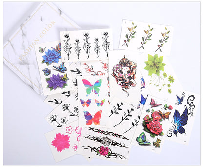 Wholesale small fresh tattoo stickers South Korea tattoo flowers eyebrow butterfly English cartoon face tattoo stickers 60
