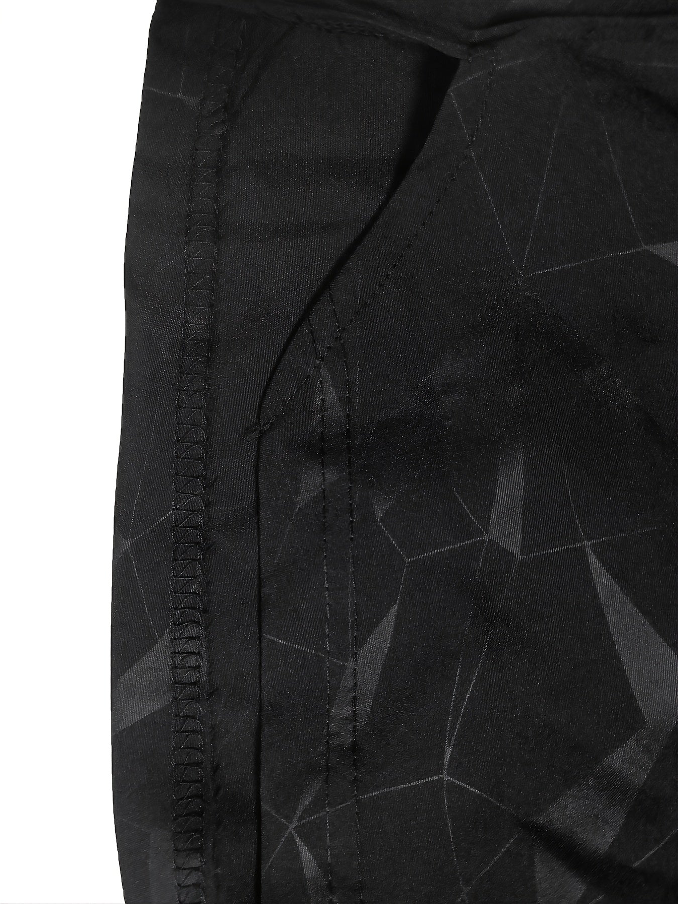 Men's "S's FINE" Athletic Shorts - Gray, Quick-Dry Polyester with Geometric Pattern, Elastic Waistband, Ideal for Running & Workouts, Machine Washable