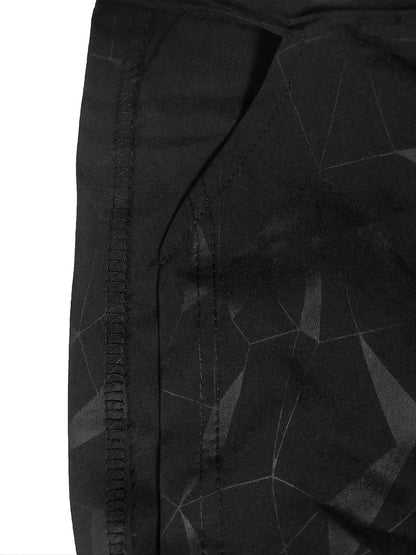 Men's "S's FINE" Athletic Shorts - Gray, Quick-Dry Polyester with Geometric Pattern, Elastic Waistband, Ideal for Running & Workouts, Machine Washable