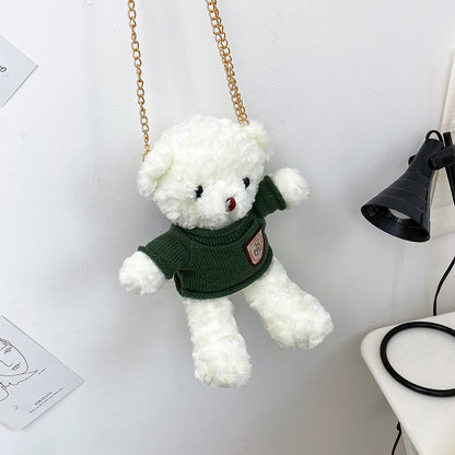 Creative Teddy Bear Chain Plush One Shoulder Messenger Bag