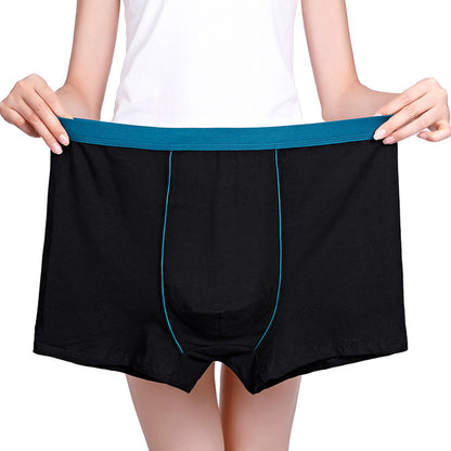 Men's cotton underwear plus size fat guy boxers breathable 3D seamless sexy youth cotton red boxers