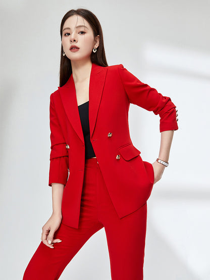 Professional Suit Set Womens Red Fashionable