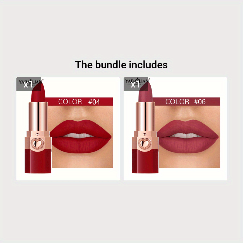 YABAOLIAN Lipstick 12 Colors Lipstick High Pigment Long Lasting Waterprrof Cosmetic Matte Lipstick