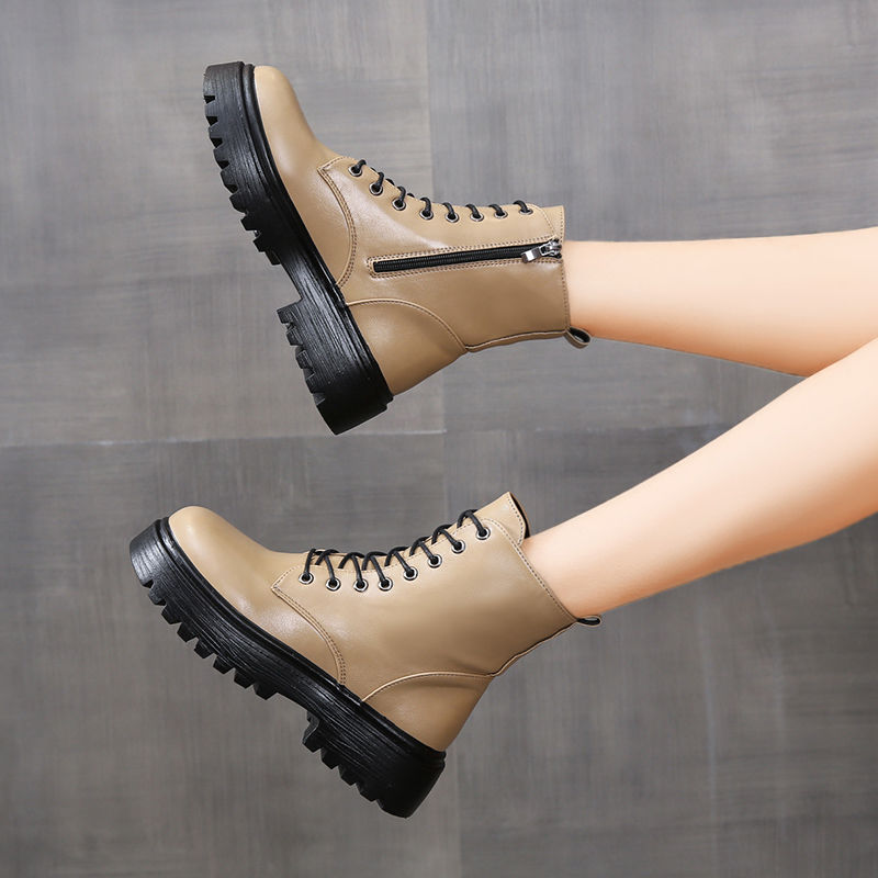 Women's Chunky Platform Round-Toe Ankle Boots with Thick TPR Sole & Faux Upper - Chunky Heel (1-2cm) Round Toe s, Black Faux & TPR Outsole for Casual, Office, Party - Round-Toe Booties