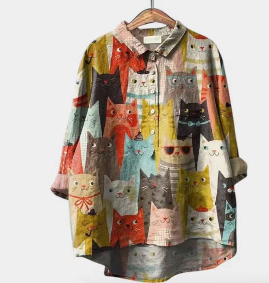 Long-sleeve Pullover Shirt With Digital Animal Print