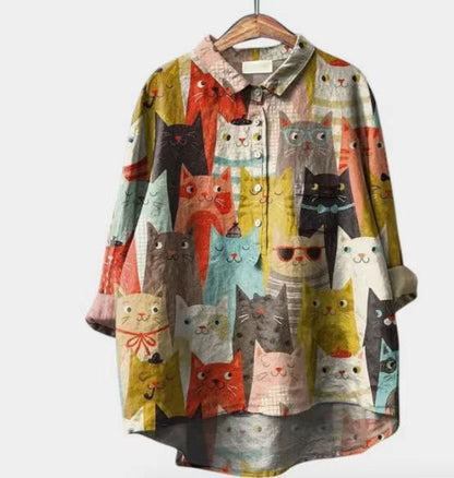 Long-sleeve Pullover Shirt With Digital Animal Print