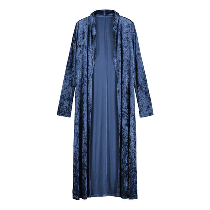 Long sleeve plus length velvet trench coat