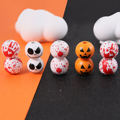 Halloween 16mm Straight Hole Pumpkin Ghost Bulk Wooden Bead