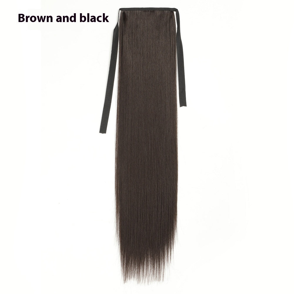 Lace-up Fashion weiche Perücke Pferdeschwanz realistische matte Seide lange glatte Haare