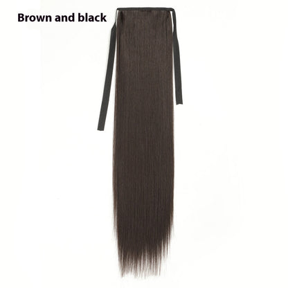 Lace-up Fashion weiche Perücke Pferdeschwanz realistische matte Seide lange glatte Haare