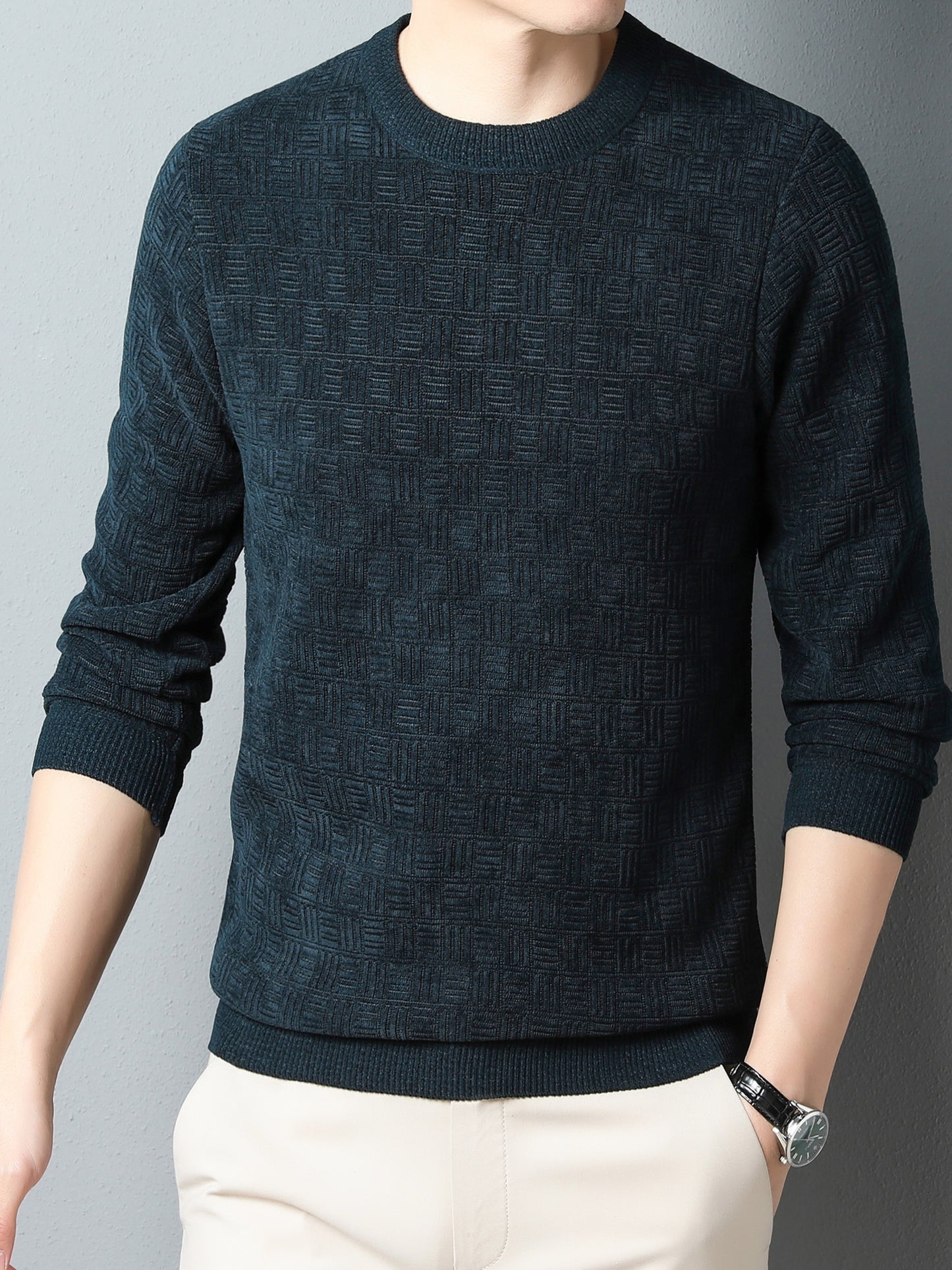 Winter New Men's Casual Sweater Round Neck Plus Thick Base Warm Sweater Best Sellers