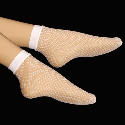Summer Small Mesh Lace Short Net Socks Breathable Short Stockings Invisible Socks plus size Black Pearl Short Socks