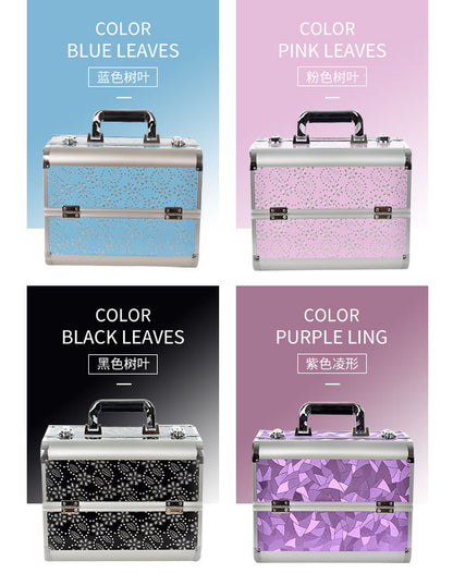 Manufacturer's Ready-Made Wholesale and Retail Professional Makeup Box, Beauty and Manicure Box, Double-Layer Large-Capacity Portable Makeup Box