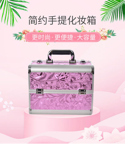 Manufacturer's Ready-Made Wholesale and Retail Professional Makeup Box, Beauty and Manicure Box, Double-Layer Large-Capacity Portable Makeup Box