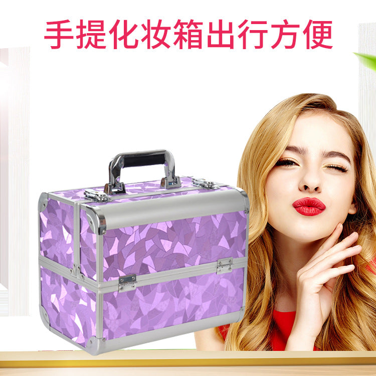 Manufacturer's Ready-Made Wholesale and Retail Professional Makeup Box, Beauty and Manicure Box, Double-Layer Large-Capacity Portable Makeup Box