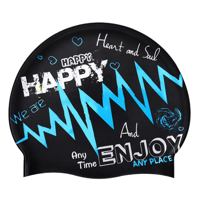 Adult silicone swimming cap waterproof unisex swimming fashion graffiti ear protection swimming cap in stock wholesale sporting goods