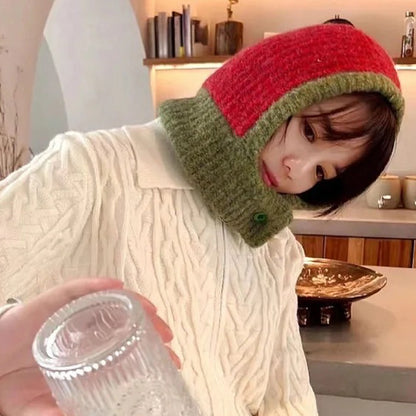 One-piece Knitted Balaclava With Built-in Neck Warmer And Ear Protection