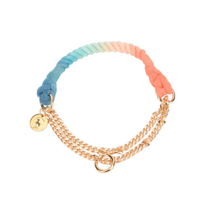 Multifunctional hand-woven gradient color collar