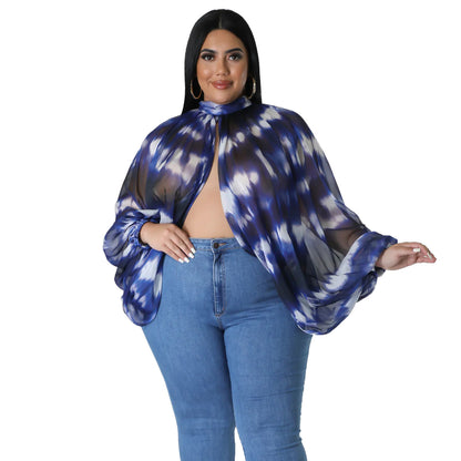 Women's Plus-Size Crew-Neck Chiffon Top With Tie-up Straps