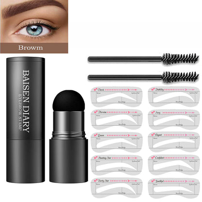 Quick-Ease Eyebrow Shaping Kit - Effortless One-Step Stamp, 10 Reusable Stencils for Flawless Brows, Brown & Chestnut Shades - Achieve Salon-Perfect Definition at Home