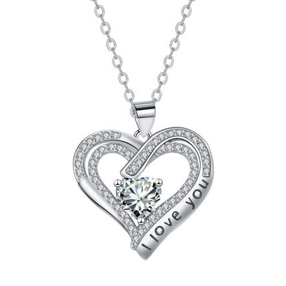 European And American Fashion Double Love Pendant Necklace Valentine's Day Christmas Gift
