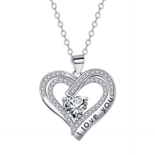 European And American Fashion Double Love Pendant Necklace Valentine's Day Christmas Gift
