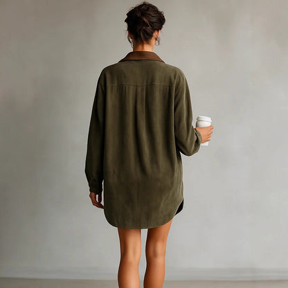 Women's Retro Loose-Fit French-Style Shirt Dress