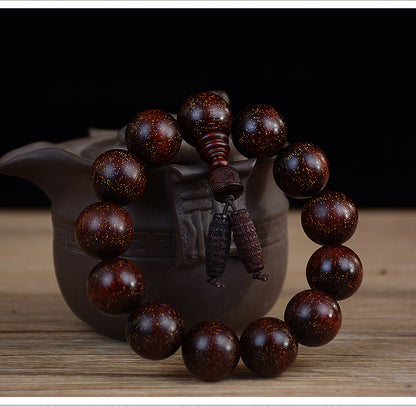 Zambian Blood Sandalwood Buddhist Bead Bracelet, Old Material, Small-Leaf Rosewood, High-Density Golden Star, Wholesale Prayer Bead Wooden Bracelet, Cultural and Artistic Crafts Manufacturer