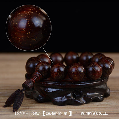 Zambian Blood Sandalwood Buddhist Bead Bracelet, Old Material, Small-Leaf Rosewood, High-Density Golden Star, Wholesale Prayer Bead Wooden Bracelet, Cultural and Artistic Crafts Manufacturer