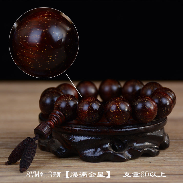 Zambian Blood Sandalwood Buddhist Bead Bracelet, Old Material, Small-Leaf Rosewood, High-Density Golden Star, Wholesale Prayer Bead Wooden Bracelet, Cultural and Artistic Crafts Manufacturer