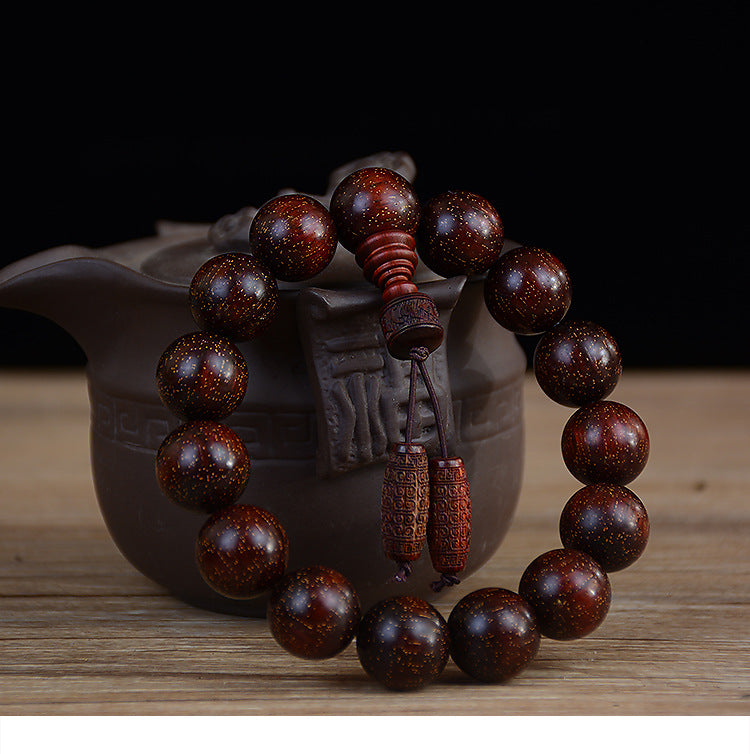 Zambian Blood Sandalwood Buddhist Bead Bracelet, Old Material, Small-Leaf Rosewood, High-Density Golden Star, Wholesale Prayer Bead Wooden Bracelet, Cultural and Artistic Crafts Manufacturer