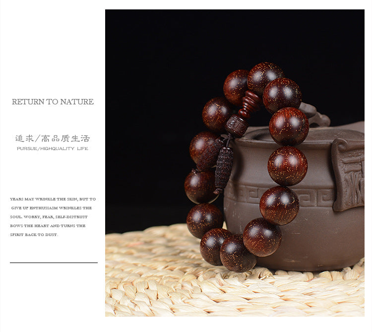 Zambian Blood Sandalwood Buddhist Bead Bracelet, Old Material, Small-Leaf Rosewood, High-Density Golden Star, Wholesale Prayer Bead Wooden Bracelet, Cultural and Artistic Crafts Manufacturer