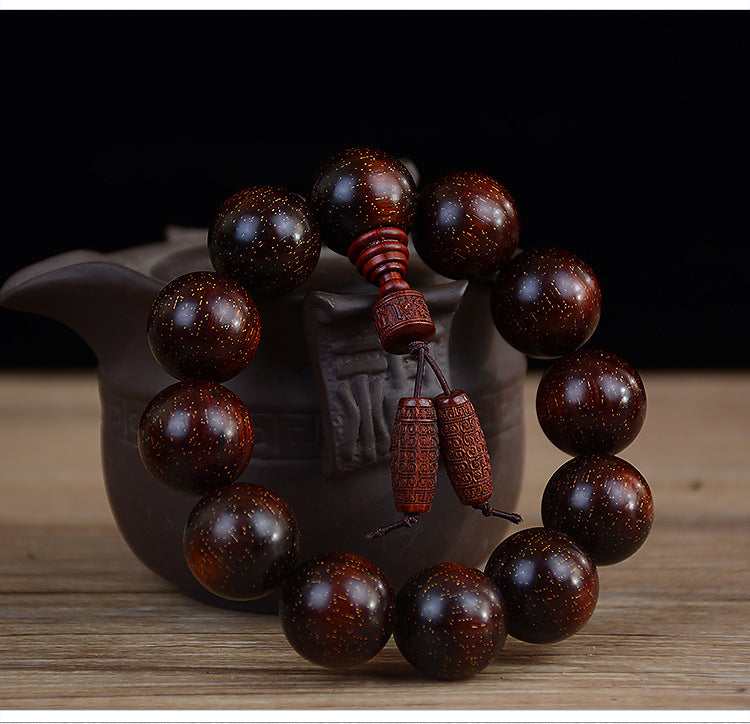 Zambian Blood Sandalwood Buddhist Bead Bracelet, Old Material, Small-Leaf Rosewood, High-Density Golden Star, Wholesale Prayer Bead Wooden Bracelet, Cultural and Artistic Crafts Manufacturer