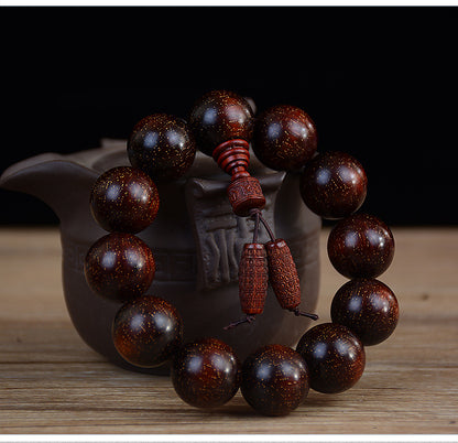 Zambian Blood Sandalwood Buddhist Bead Bracelet, Old Material, Small-Leaf Rosewood, High-Density Golden Star, Wholesale Prayer Bead Wooden Bracelet, Cultural and Artistic Crafts Manufacturer