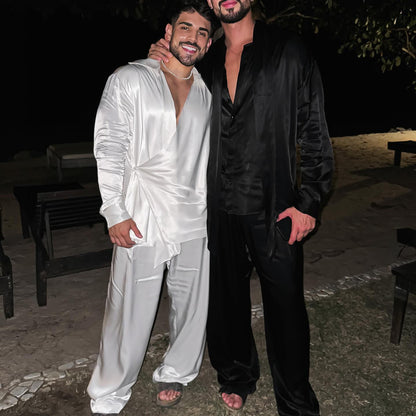 European And American Style Men's Clothing Silk Draping Shirt