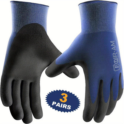 1/3 Pairs Ultra-Slim Grip Work Gloves - Superior Durable Nylon with Black Polyurethane Coating, Comfort Knit Wrist Cuff - Ideal for Daily Light Duty Tasks