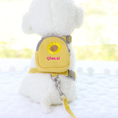 Korean Embroidered Pet Backpack Leash Chest Strap