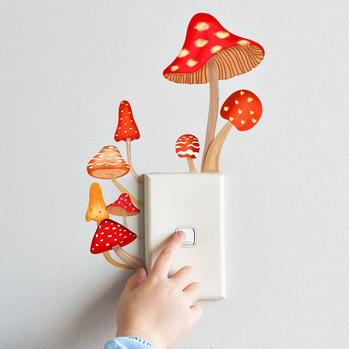 """""""""""""""Self-Adhesive Glow Mushroom Switch Sticker - Easy to Find, Reusable & Fun Themed Art Deco, 5.5"""""""""""""""" x 5.1"""""""""""""""