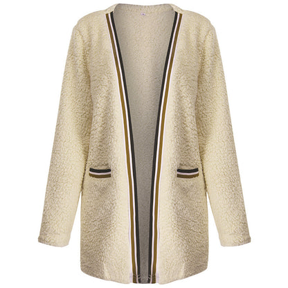 Temperament plush mid-length coat